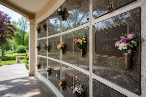 Columbarium memorial wall with engraved niches Albany, NY