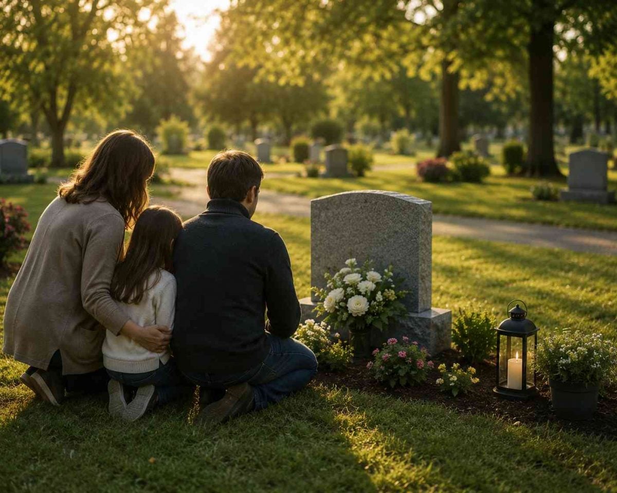 A cemetery visit in Albany, NY with flowers and a candle honoring a loved one’s memory.