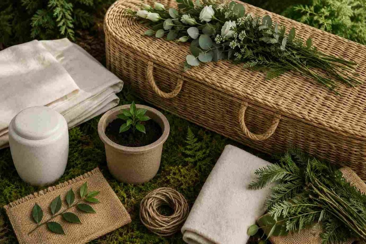 Biodegradable casket, urn, and natural green burial materials for eco-friendly funeral planning in Albany, NY.