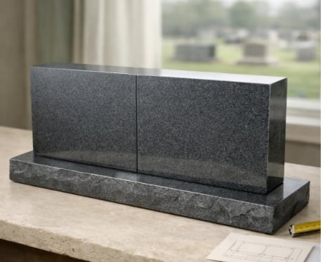 Blank granite companion memorial for cemeteries in Albany, NY. 