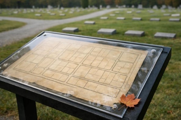 Cemetery map overlooking grave sections in Albany, NY.