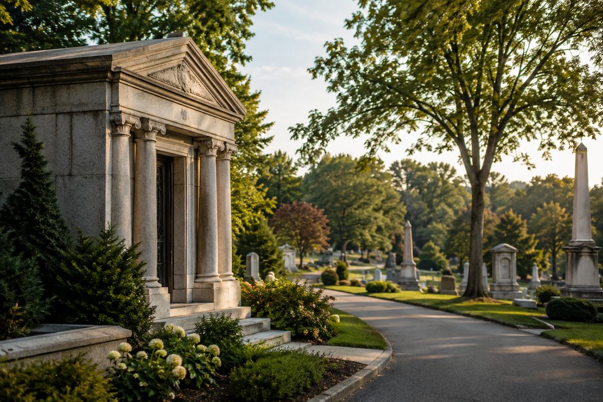 Cemetery and mausoleum grounds providing a peaceful place of remembrance in Albany, NY.