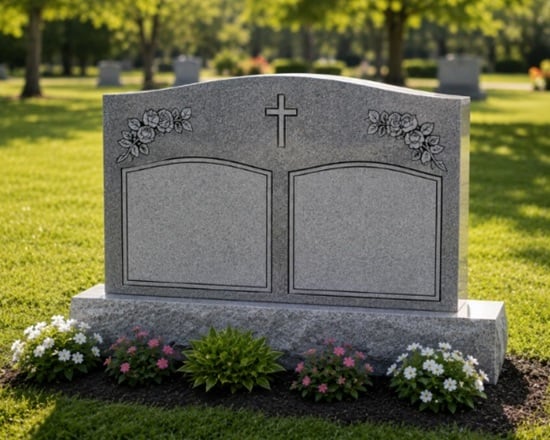 Blank companion headstone template with future inscription space in a Delmar, NY cemetery.