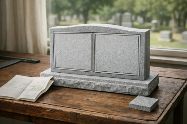Granite family monument design for cemeteries in Schenectady, NY.
