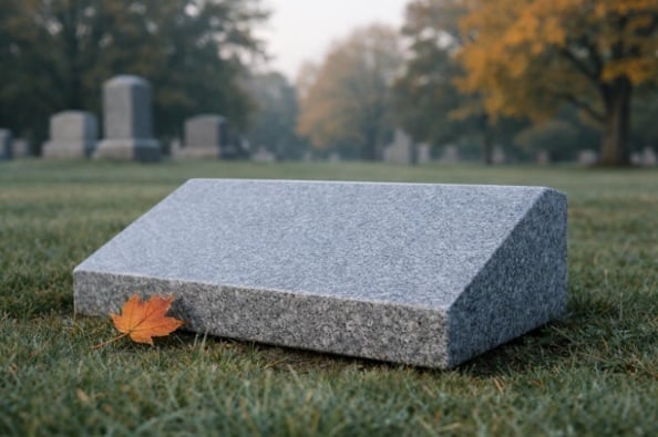 Granite bevel marker showing a headstone option for cemeteries in Albany, NY.
