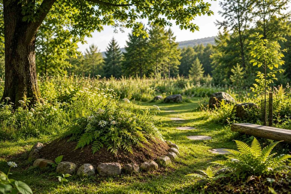 Peaceful natural cemetery setting surrounded by greenery in Schenectady, NY.