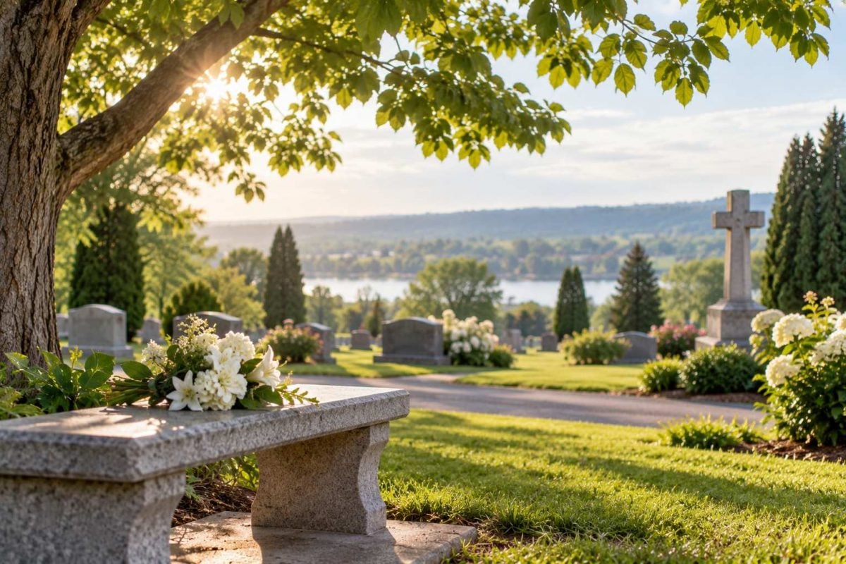 Peaceful cemetery setting for family remembrance and reflection in Troy, NY.