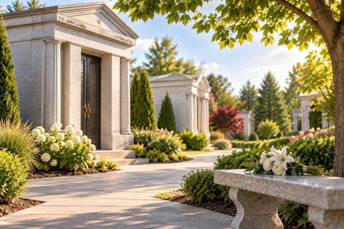 Peaceful mausoleum setting for family remembrance in Albany, NY.